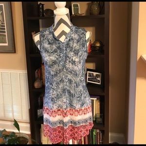 SOHO Sheer Red White and Blue Top Small